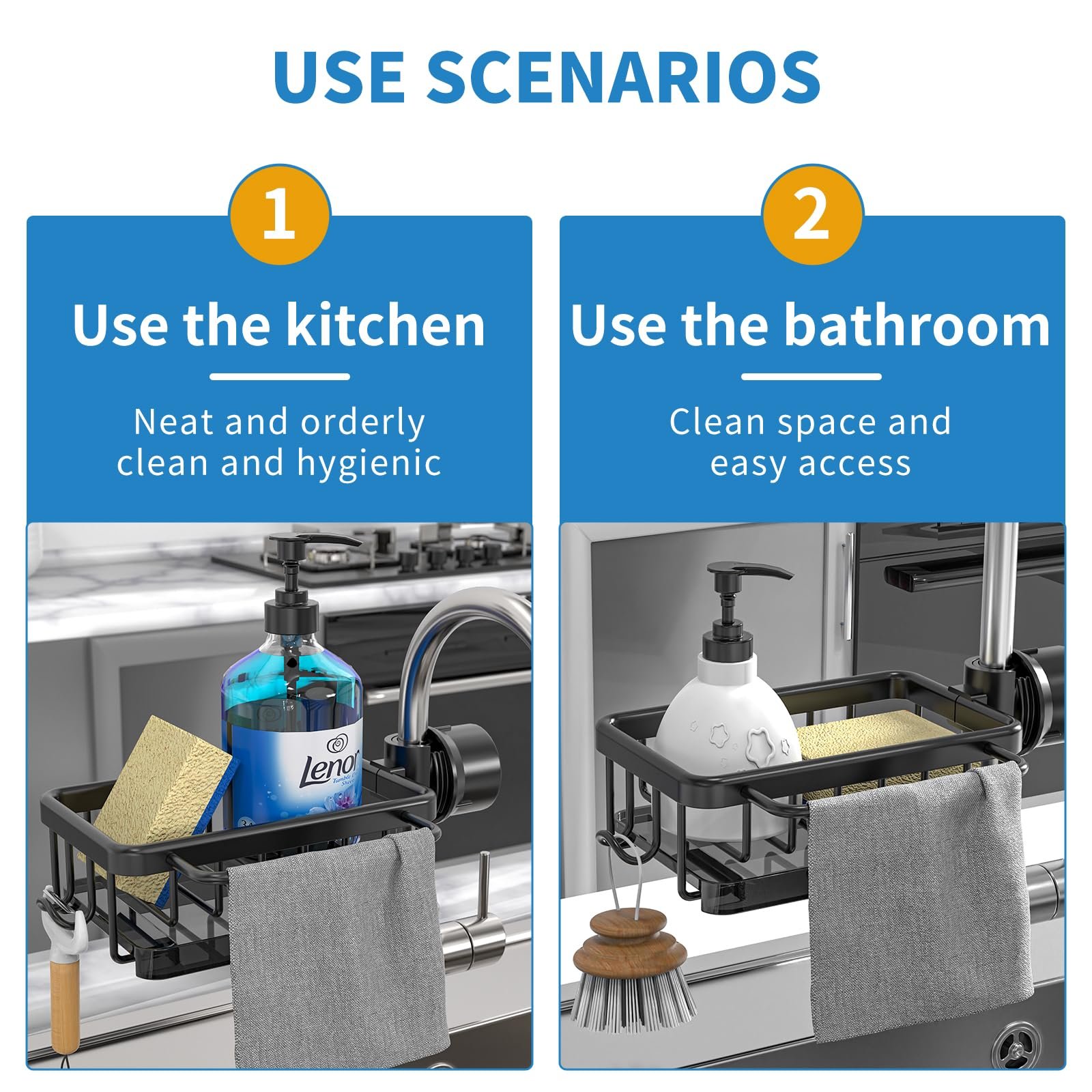 Dish Sponge Holder Over Faucet Kitchen Sink Organizer