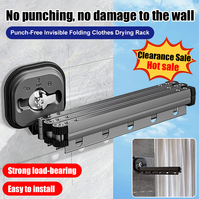  Suction Cup Wall Mount Folding Clothes Drying Rack