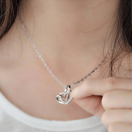 Interlocking Heart Necklace -''God put us together to be sisters by heart''