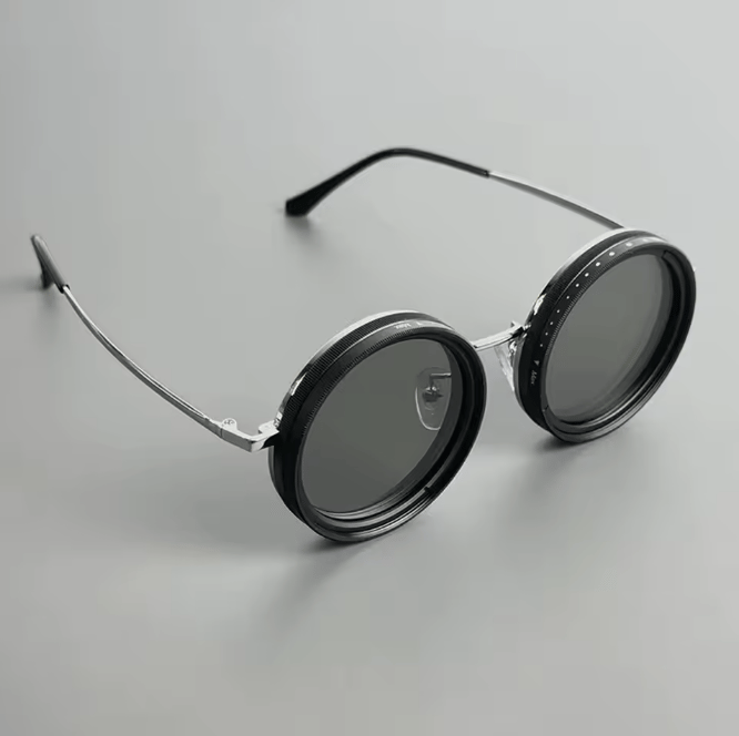 1-9 Gears Adjustable Polarized Fishing Sunglasses, Black and White