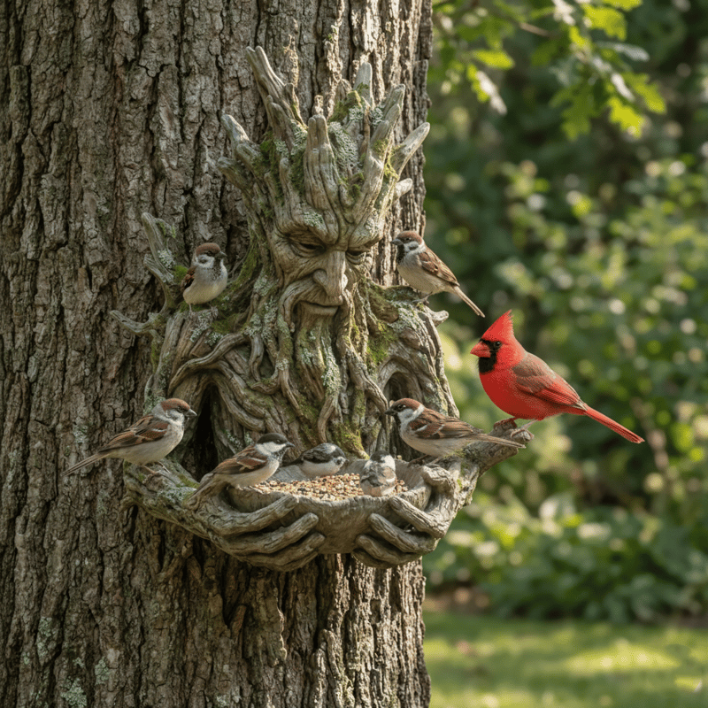 🌳 The Quiet Offering A Tree-Integrated Bird Feeding Sculpture