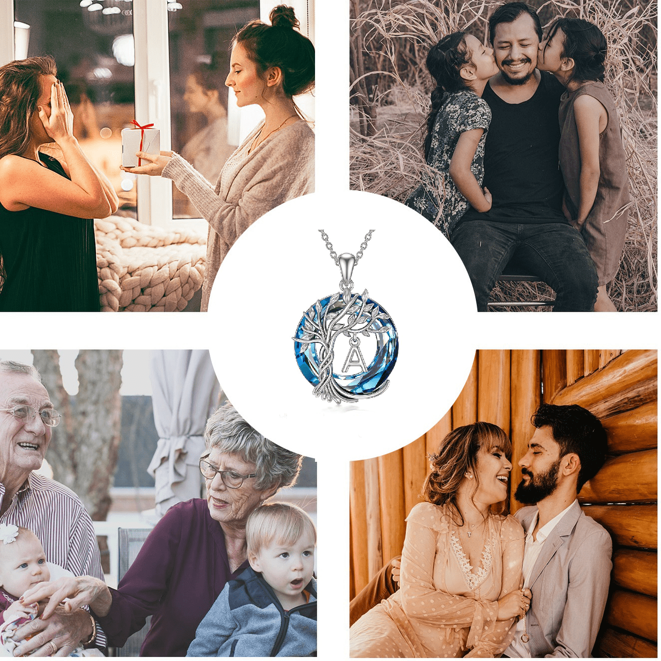 HESHPAWS Tree of Life Necklace for Women, A-Z Initial Letter Jewelry, English Alphabet Jewelry Gifts