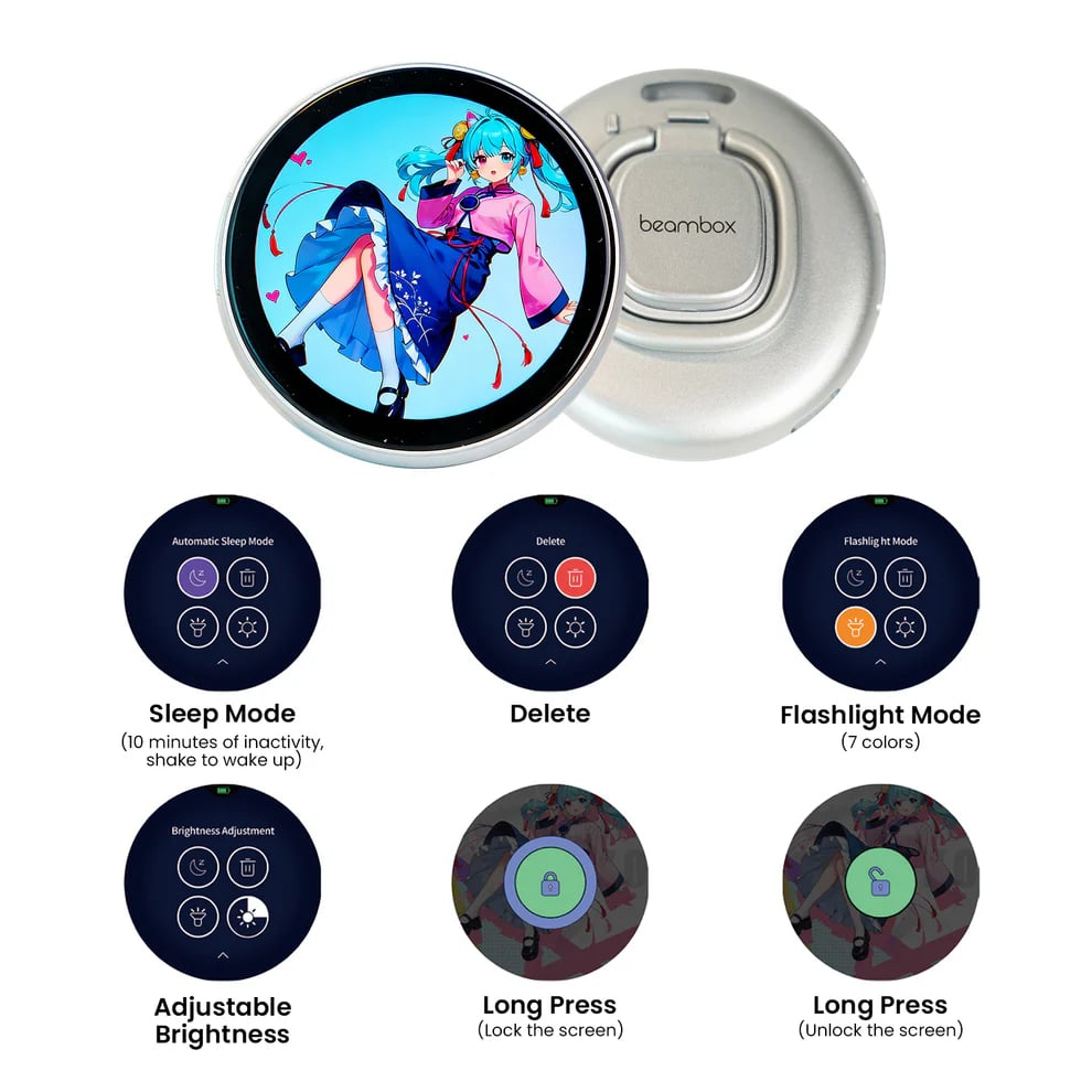 Digital Badge Photo Video GIF Display Screen Pins Pixel Touchscreen Lightweight 