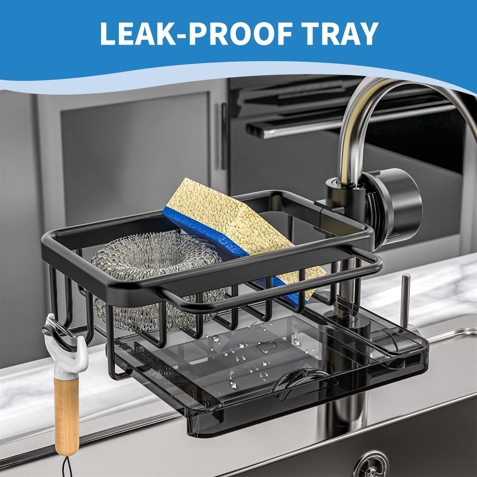 Dish Sponge Holder Over Faucet Kitchen Sink Organizer