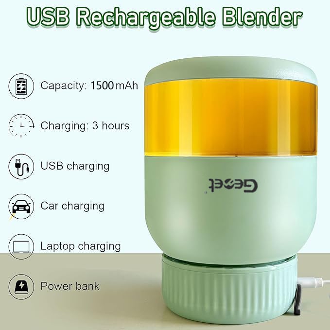 BPA-Free Electric Citrus Juicer 17 oz, Straw, Two Lids, Portable Blender for Smoothies, Shakes, Food Prep & Frozen Blending - Outdoorfun