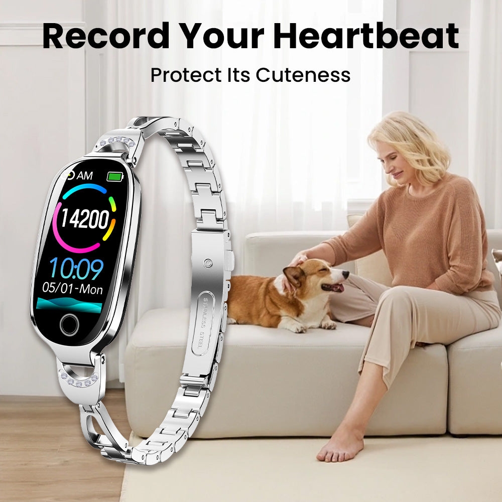 F81 Woman Blood Sugar Blood Pressure monitoring Luxury Diamond Design Fashion Smartwatch