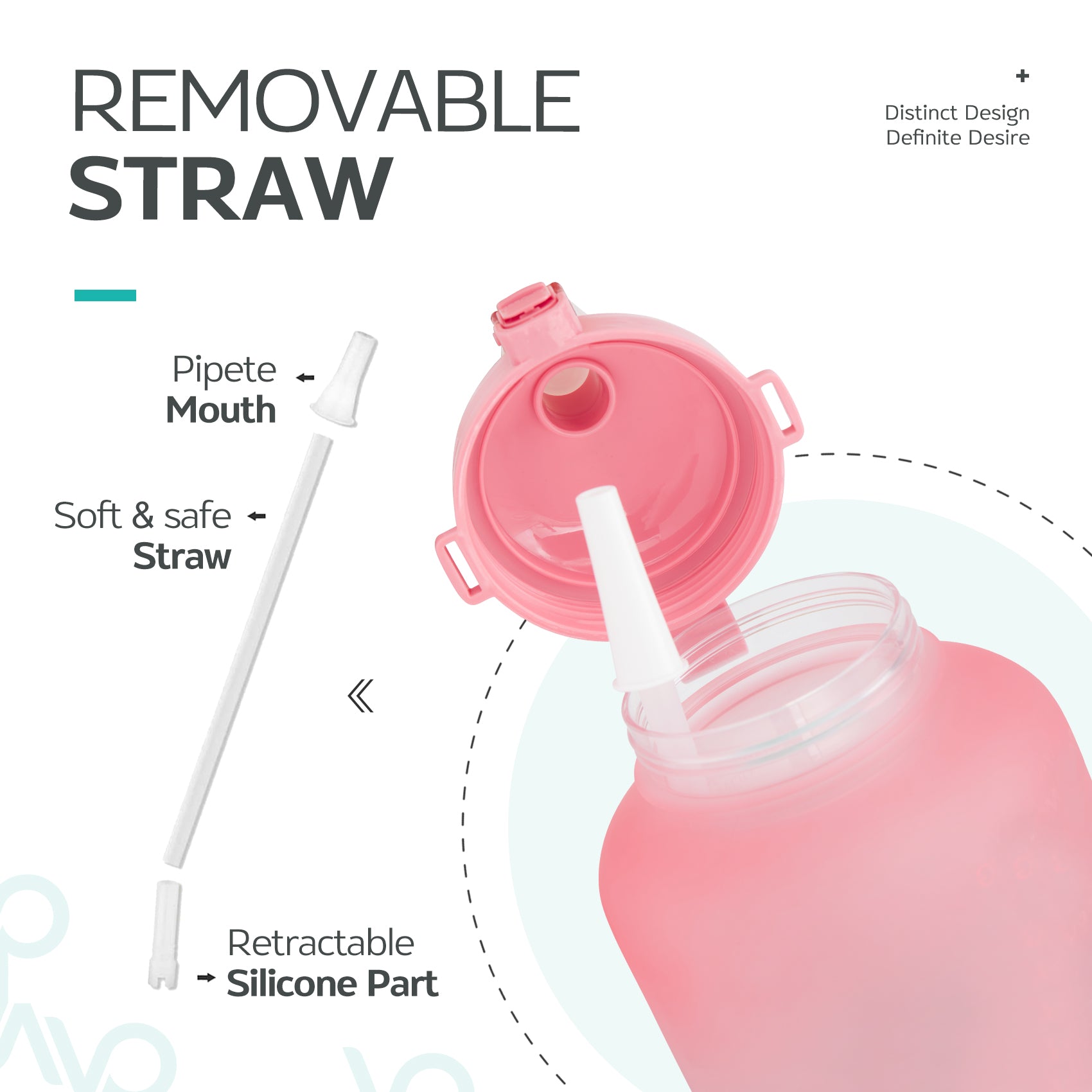 64oz Leak-Proof Water Bottle with Detachable Straw for Fitness