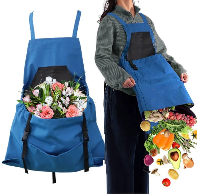 Cross Back Gardening Apron With Deep Kangaroo Release Pockets