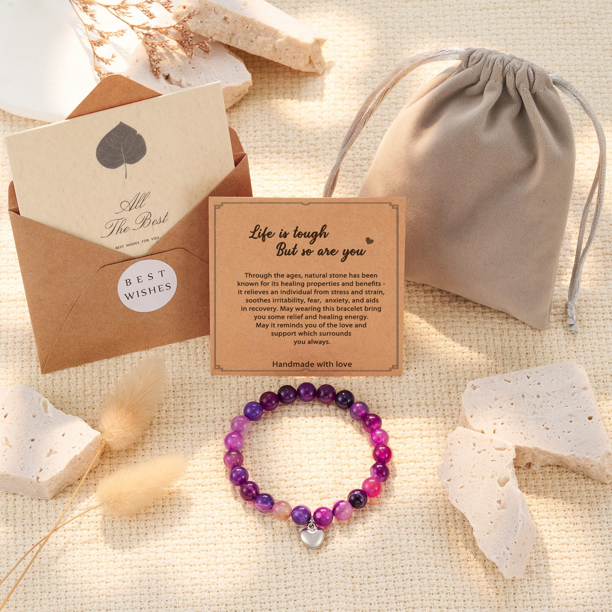 Healing Bracelet For Women Anxiety Bracelet Chakra Beaded Bracelets And Healing Stones Bracelet Calming Stretch Bracelet Stress Relief Gifts For Women,Purple.