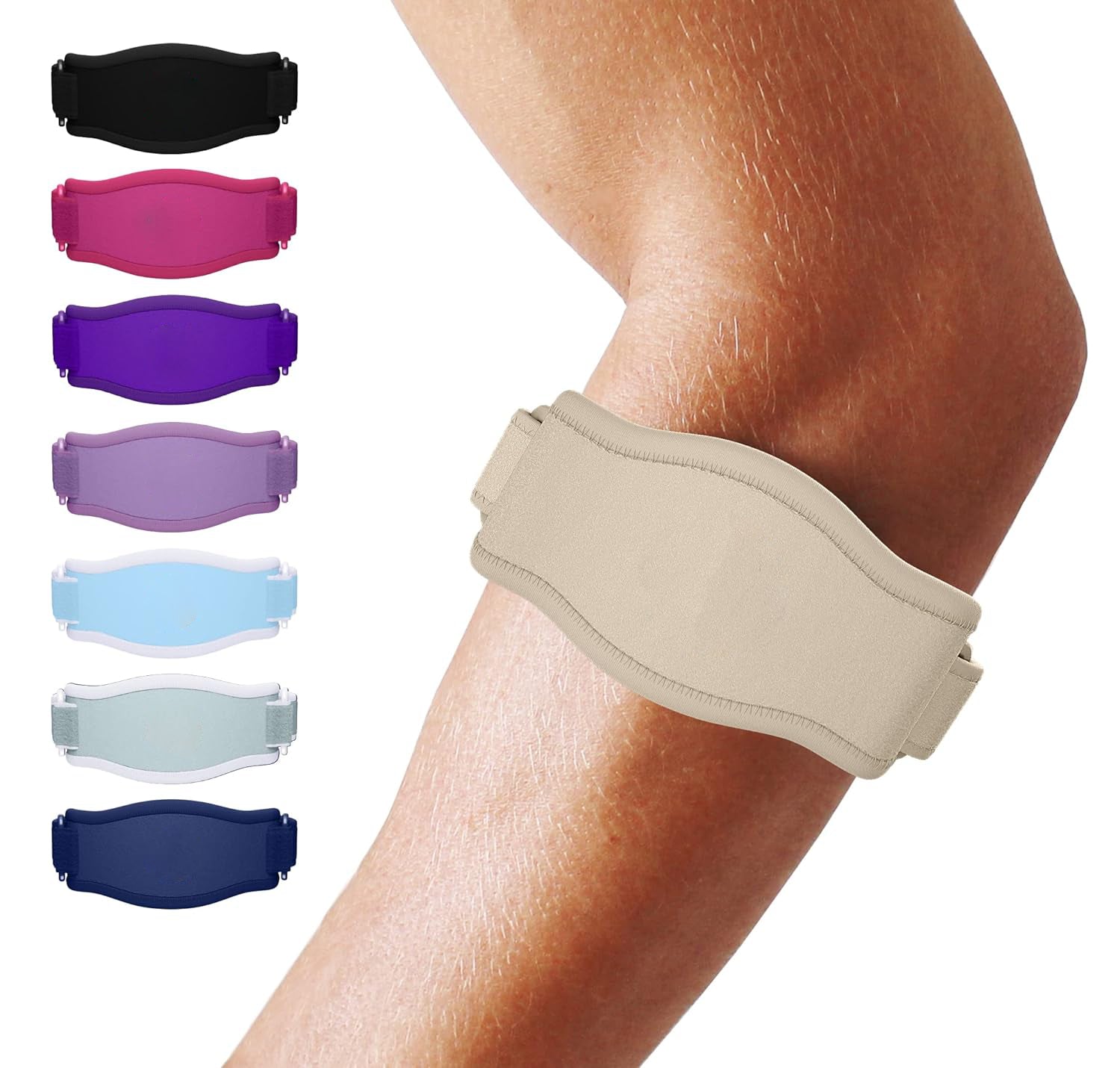Adjustable Elbow Compression Brace with Three Hook and Loop Straps