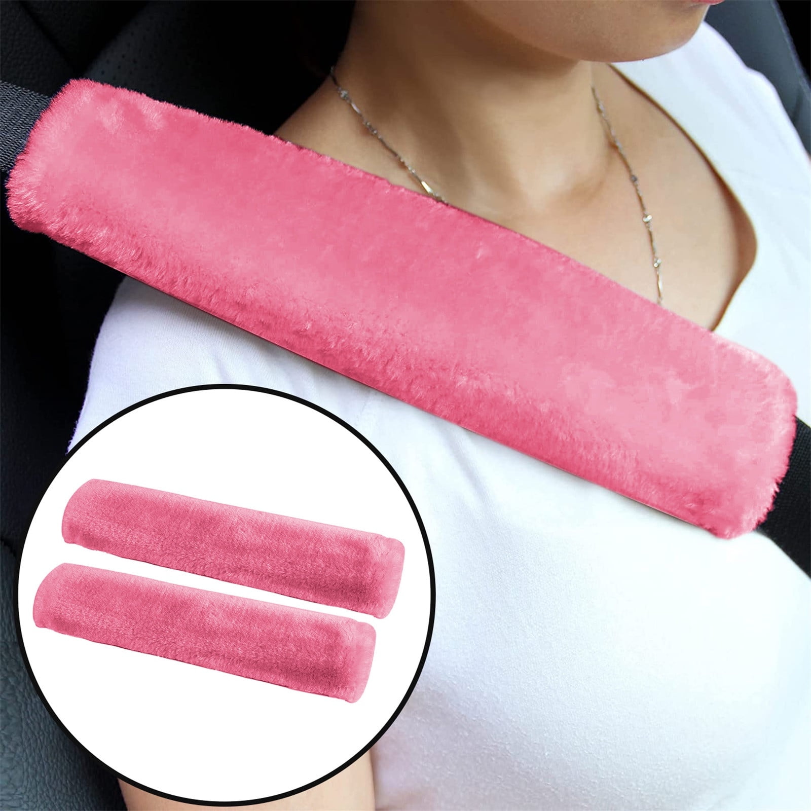 2pcs Soft Faux Sheepskin Cover Seat Belt Shoulder Strap Covers Shoulder Pad for Car & Bag
