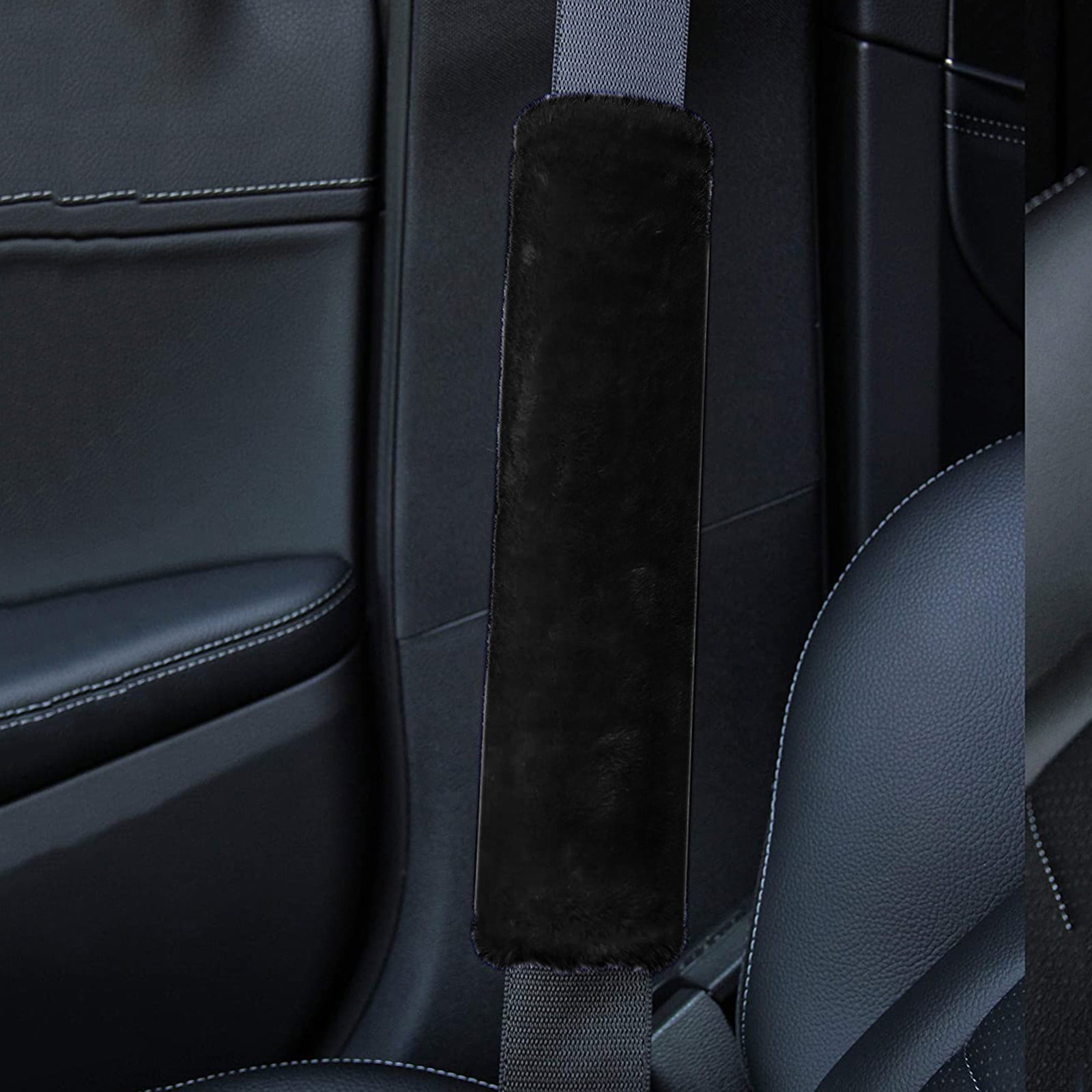2pcs Soft Faux Sheepskin Cover Seat Belt Shoulder Strap Covers Shoulder Pad for Car & Bag