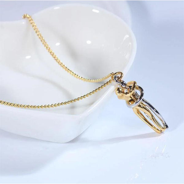 Inseparable Couple Hug Necklace, Unisex Lovers Hugging Pendant Necklace