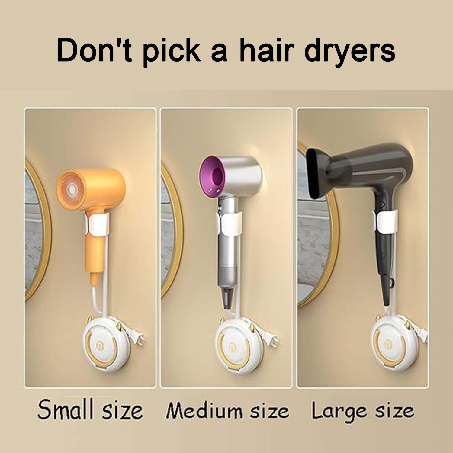 No Punching Bathroom Hair Dryer Holder