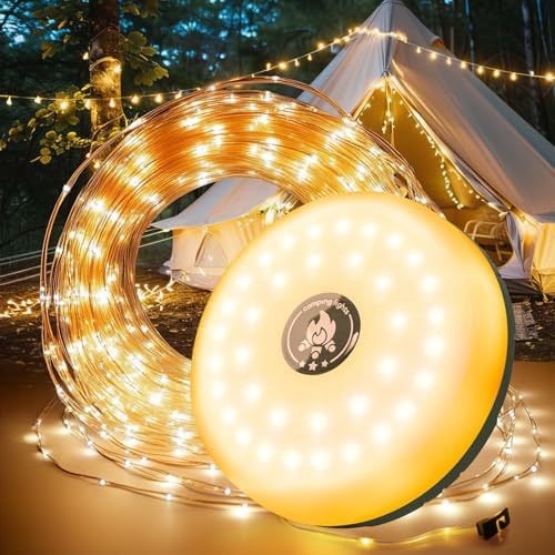 32.8FT Rechargeable Tent Lights String with 8 Lighting Modes