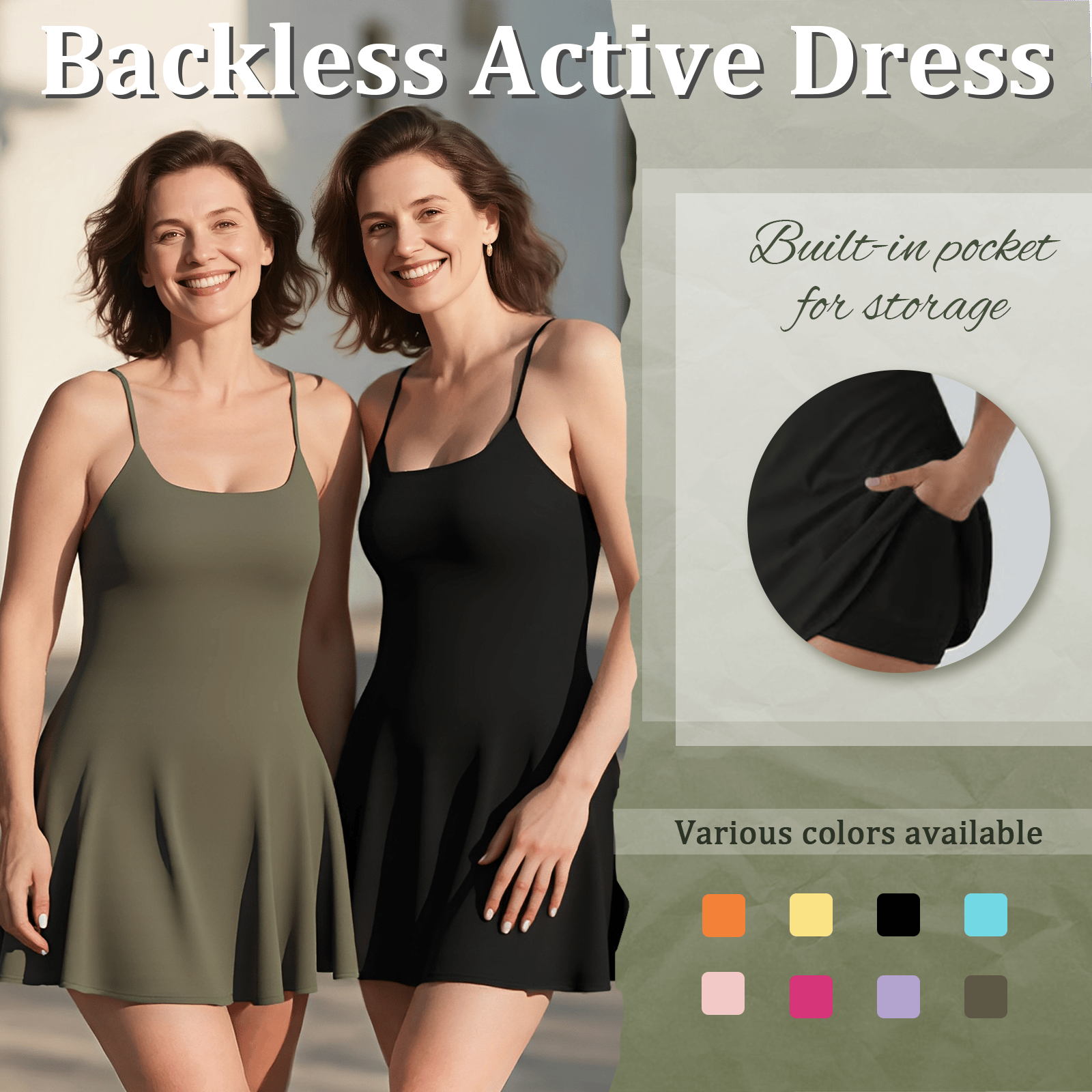 The Ultimate Tummy Control Backless Active Dress -Made for Movement & Easy Bathroom Breaks