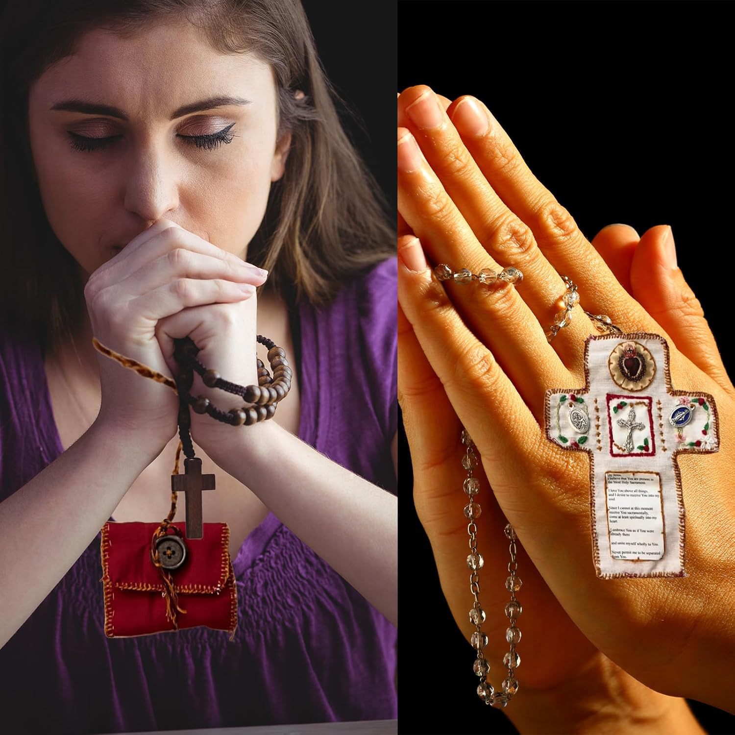 ✝️Handmade Stuitched Pocket Shrine With Silver Cross Included Inside