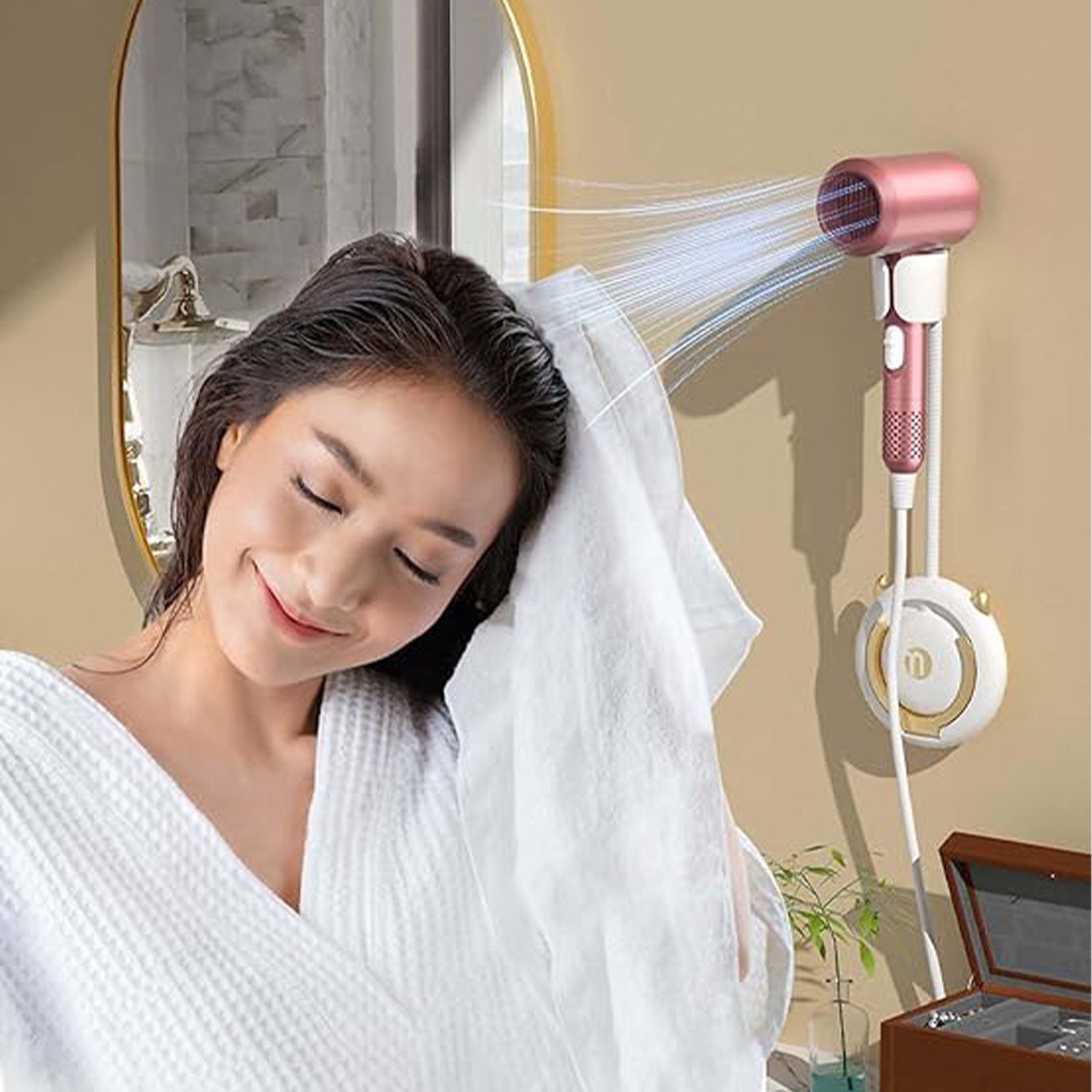 No Punching Bathroom Hair Dryer Holder