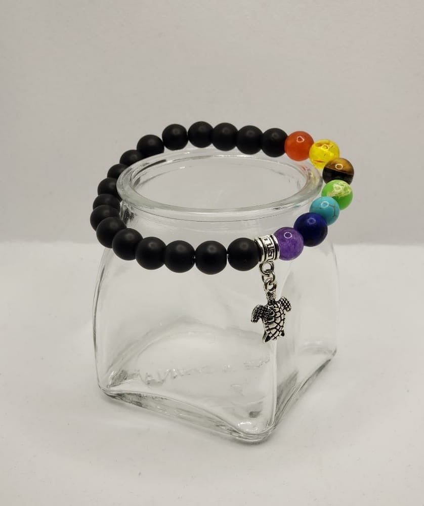 7 Genuine Chakra Healing Natural Stone Adjustable and Hematite Bead Bracelet