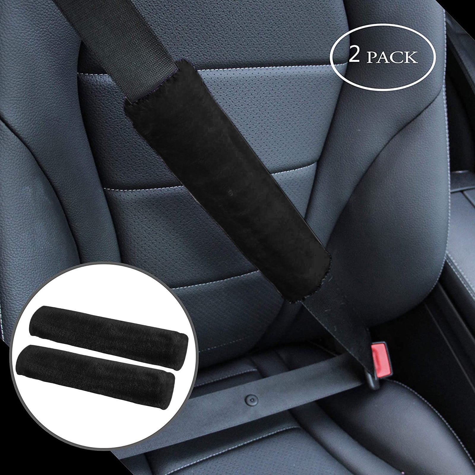 2pcs Soft Faux Sheepskin Cover Seat Belt Shoulder Strap Covers Shoulder Pad for Car & Bag