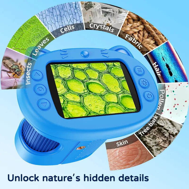 Kids Digital Microscope with 4K Screen, 200X–1000X Magnification, Photo and Video Camera