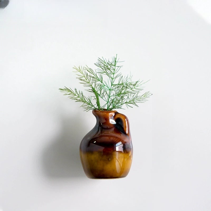 Cute Plant Ceramic Vase Fridge Magnets