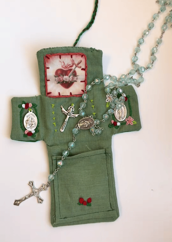✝️Handmade Stuitched Pocket Shrine With Silver Cross Included Inside