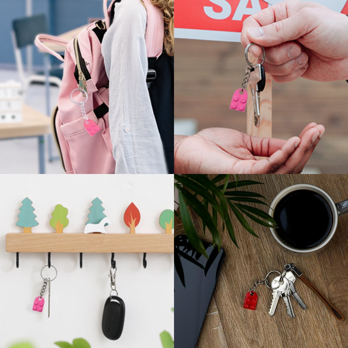 Separate, But Always Connected Building Block Heart Couple Keychain