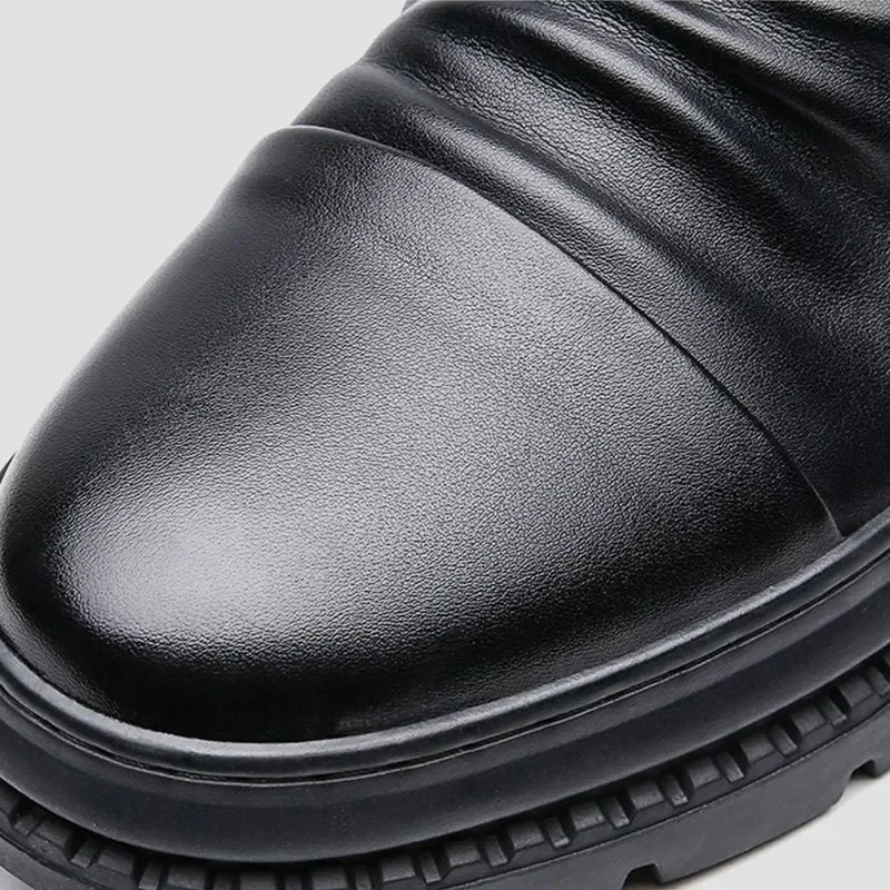 Men's Comfortable Leather Motorcycle Boots Work Boots Waterproof Anti-Slip Anti-Sprain