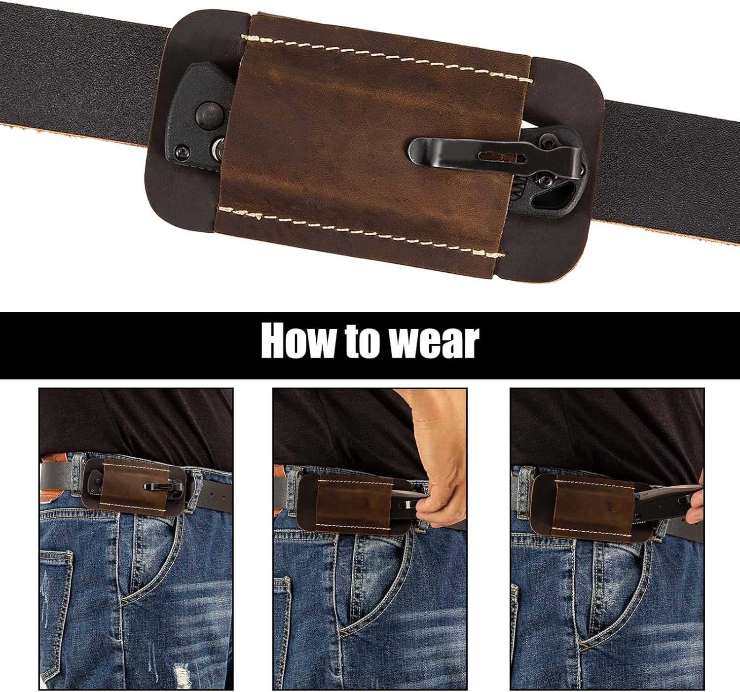 Retro Belt Carrying Leather Knife Scabbard Horizontally