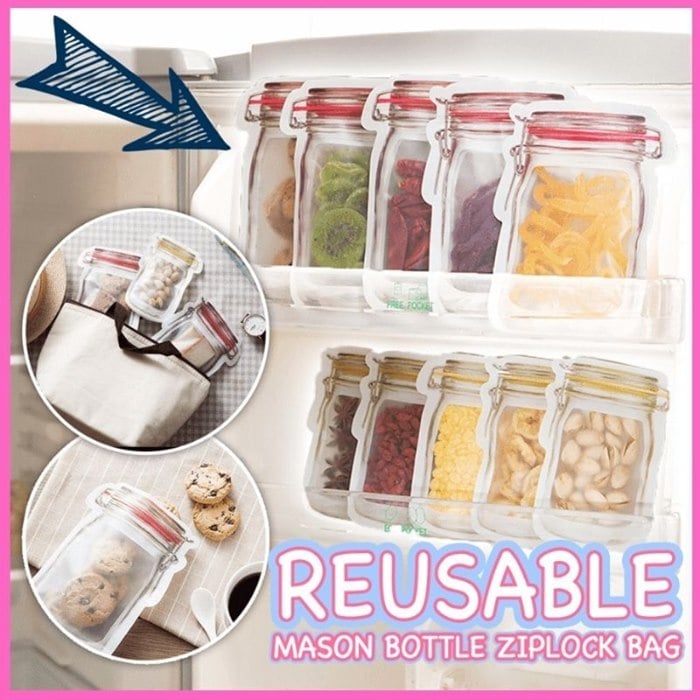 Reusable Mason Bottle Ziplock Bags (1 Set of 10PCS)