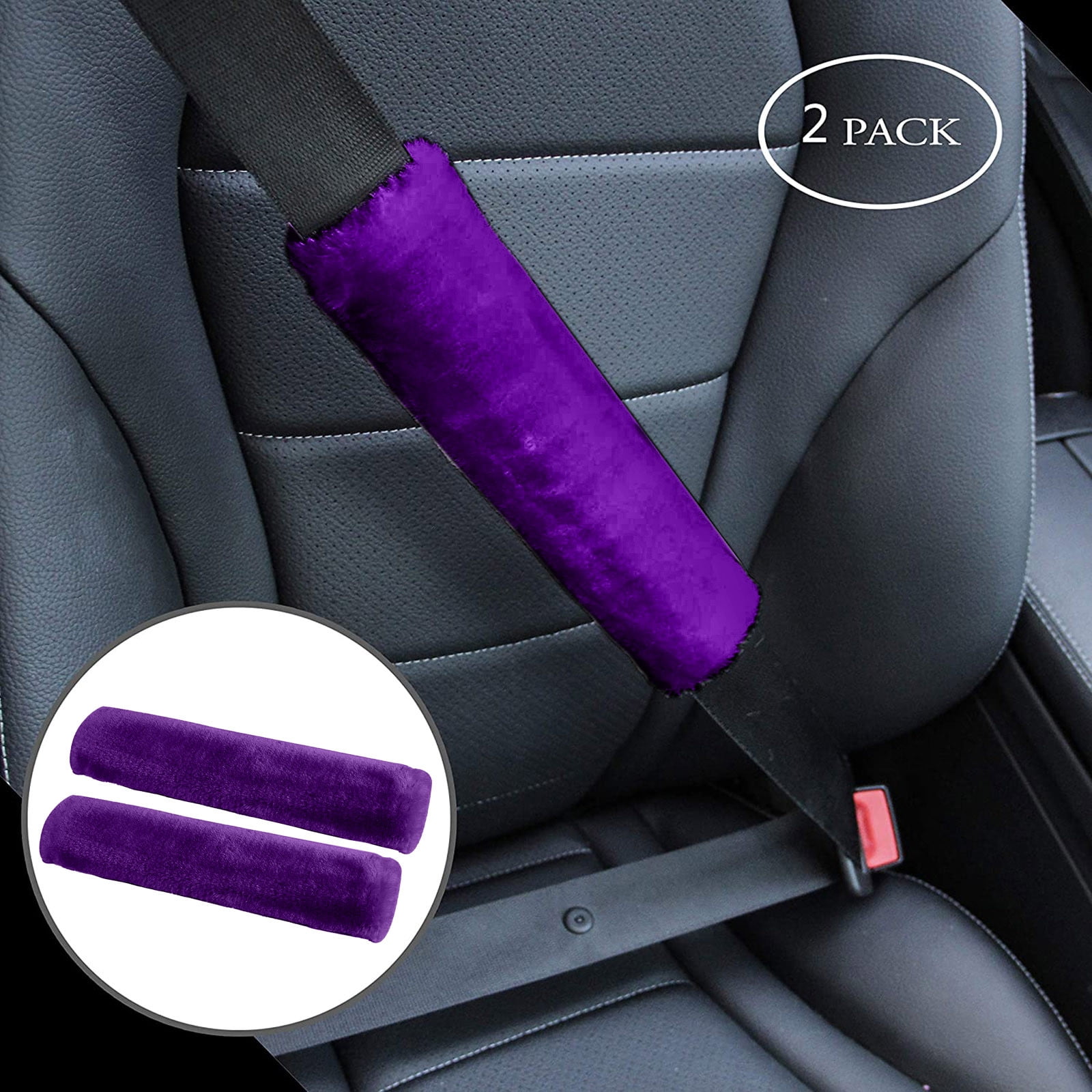 2pcs Soft Faux Sheepskin Cover Seat Belt Shoulder Strap Covers Shoulder Pad for Car & Bag