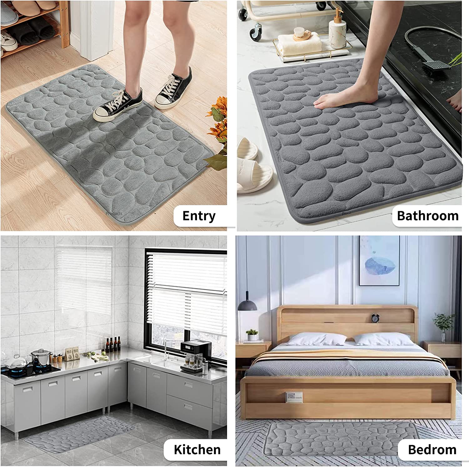 Cobblestone Embossed Bathroom Bath Mat - BUY 2 FREE SHIPPING