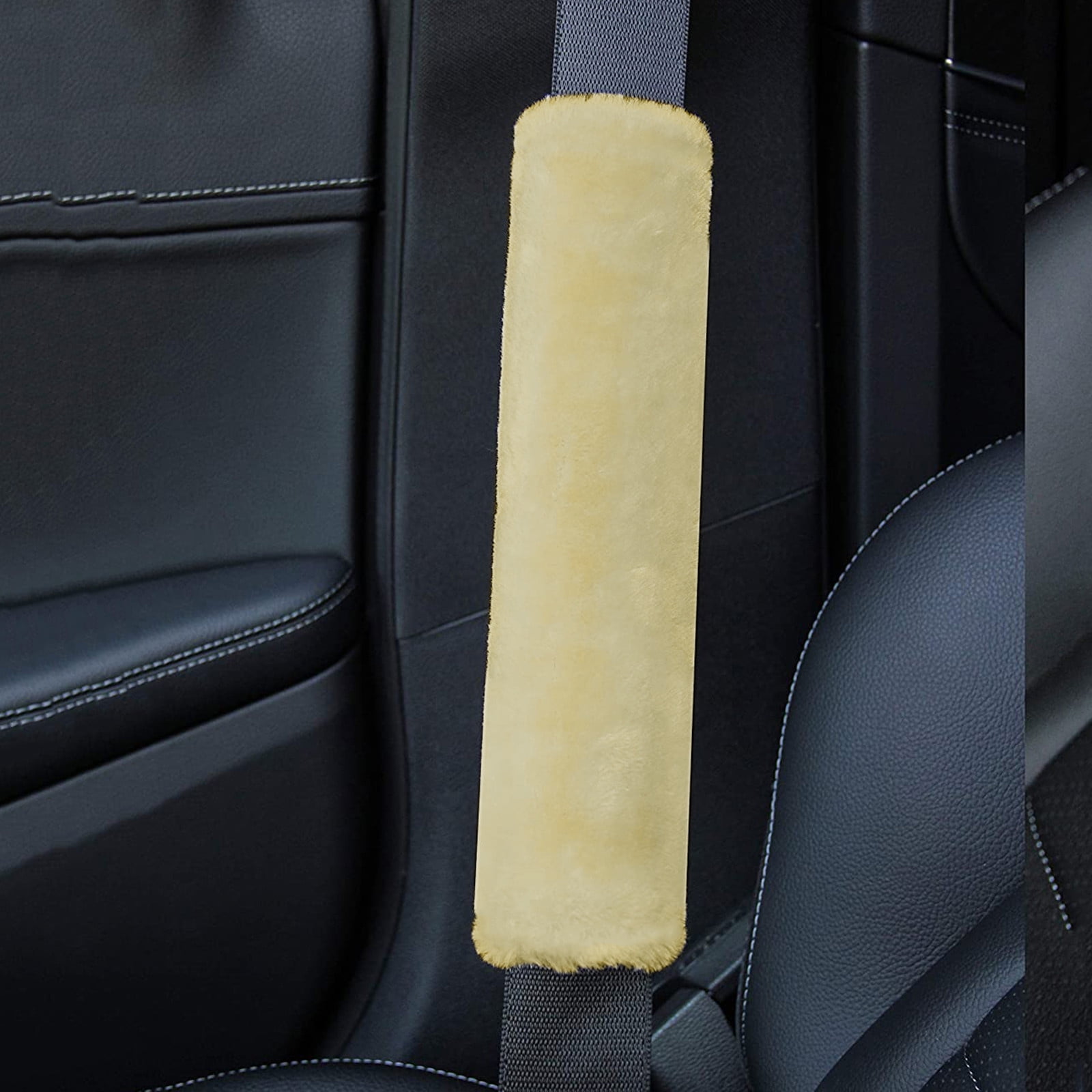 2pcs Soft Faux Sheepskin Cover Seat Belt Shoulder Strap Covers Shoulder Pad for Car & Bag
