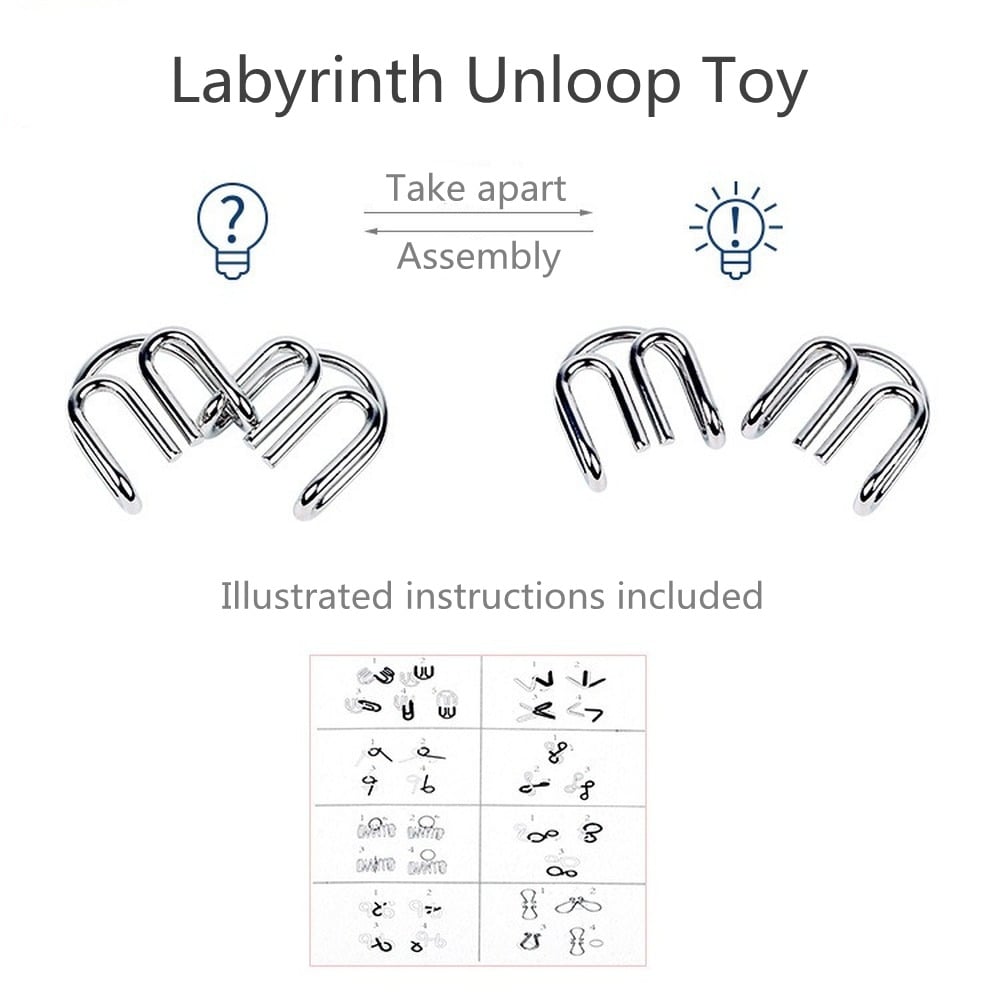 Stainless Steel Montessori Puzzle Mind IQ Test Toys (8pcs)