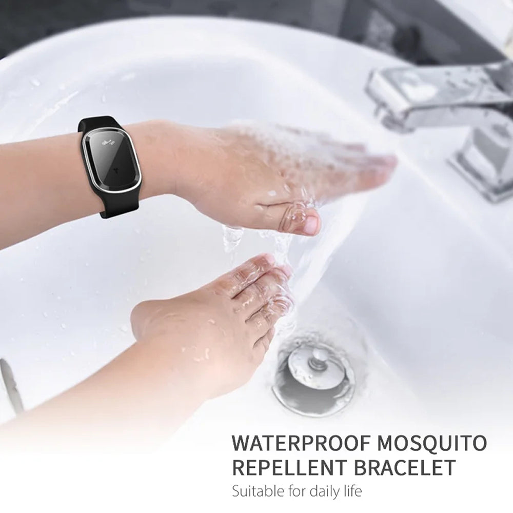 Ultrasonic Mosquito Repellent Bracelet with Adjustable Silicone Band and 130-Hour Battery