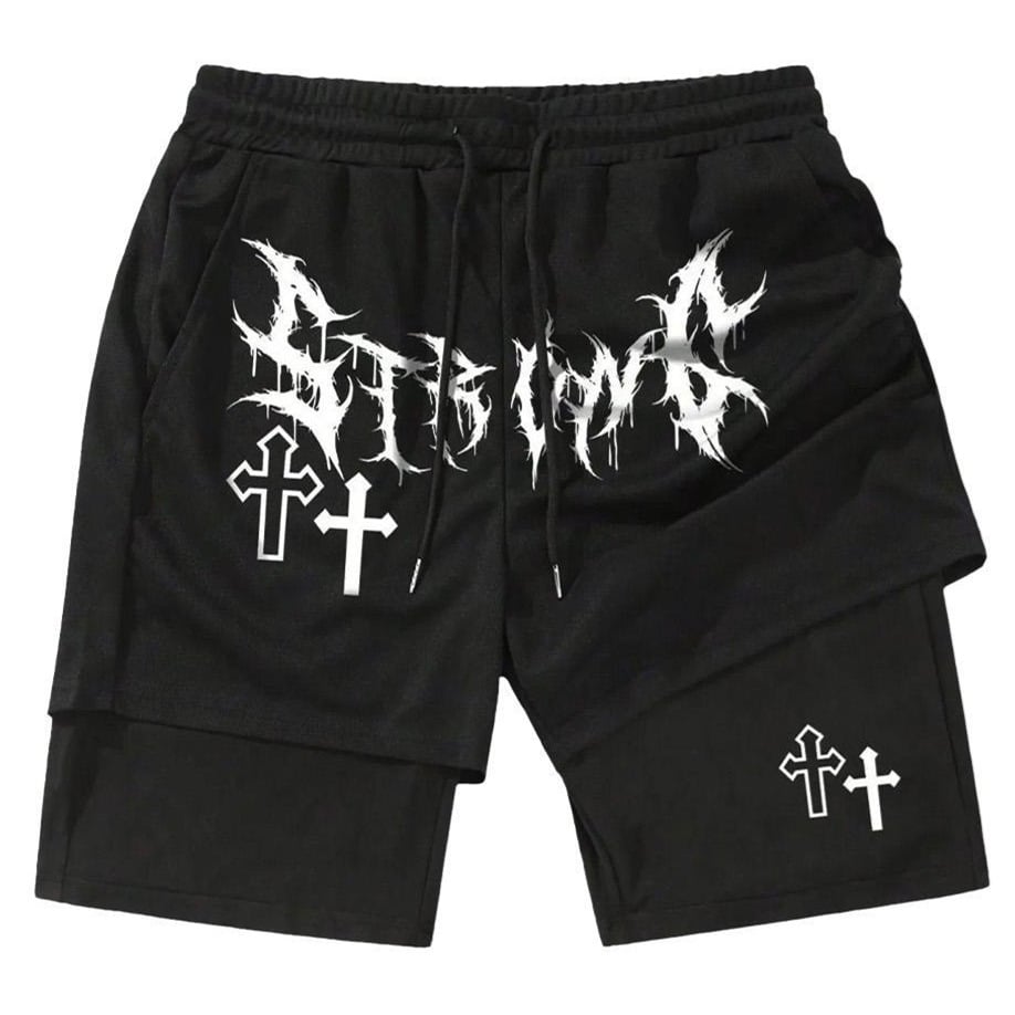 2 in 1 shorts Double layer fitness sports pants casual shorts