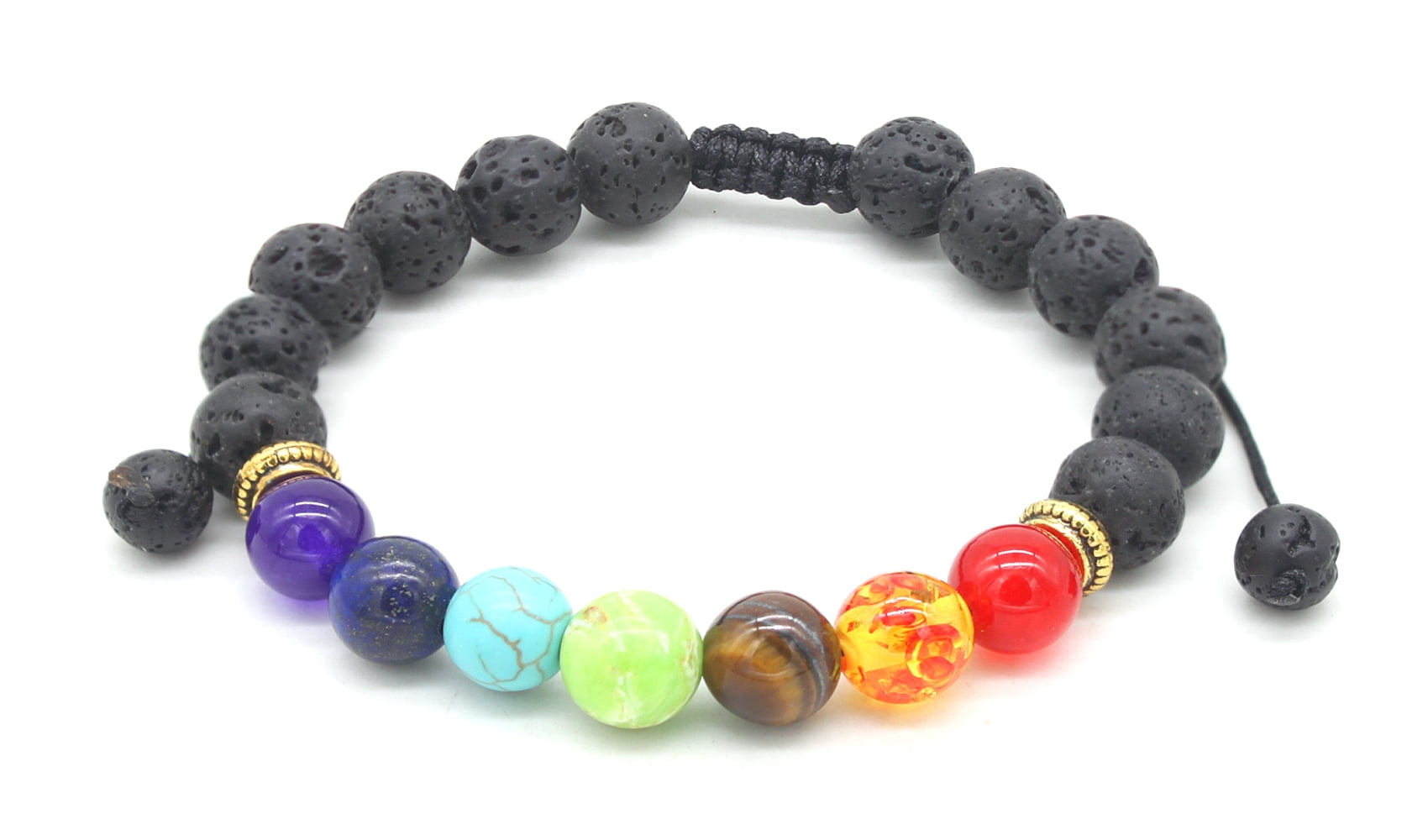 7 Genuine Chakra Healing Natural Stone Adjustable and Hematite Bead Bracelet