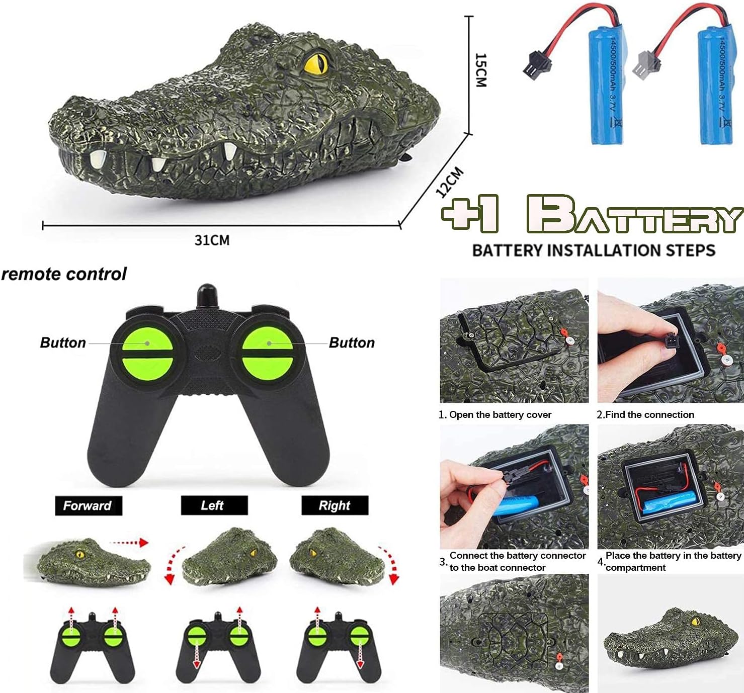 RC Crocodile 2.4 GHz Remote Control Crocodile Toys