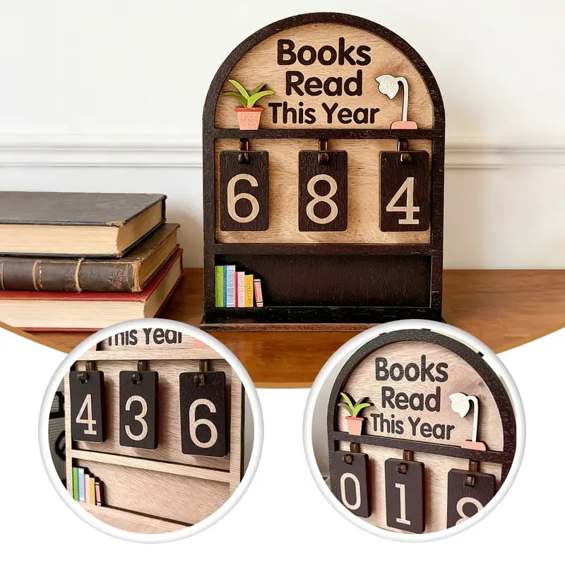 Wooden Annual Reading Count Display Piece