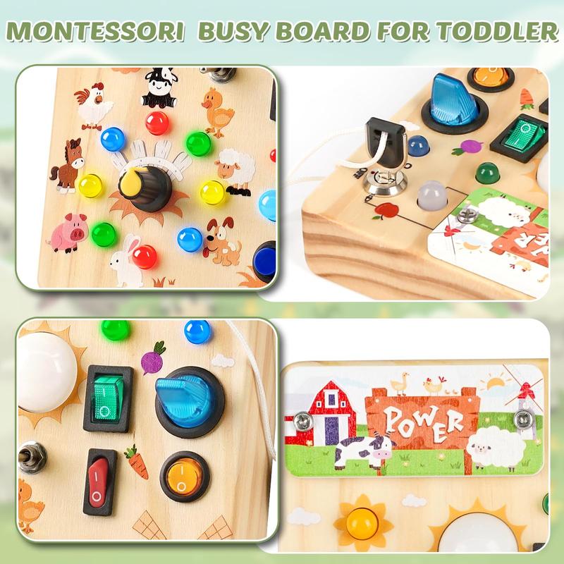 Montessori Sensory Toys, Square-Shaped Wooden Busy Board