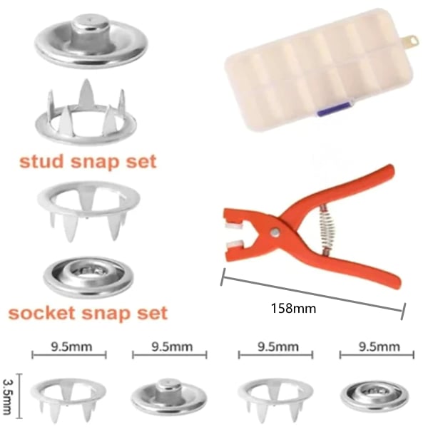 Metal Snap Buttons with Fastener Pliers Tool Kit