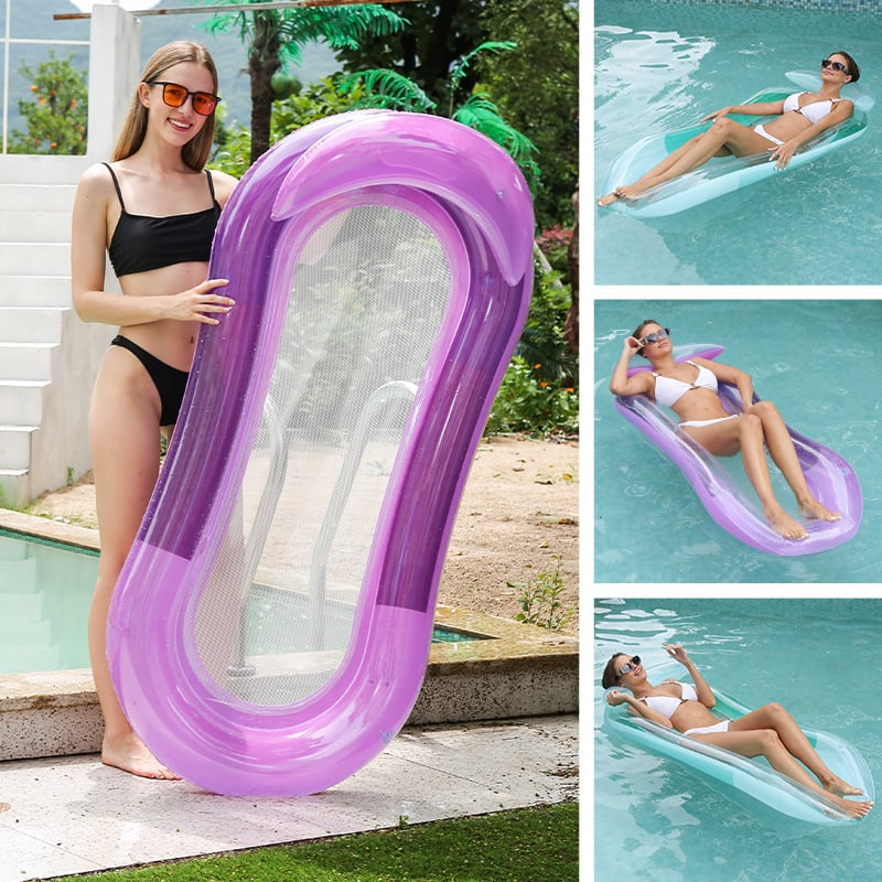 Inflatable Water Lounger with Armrests and Mesh