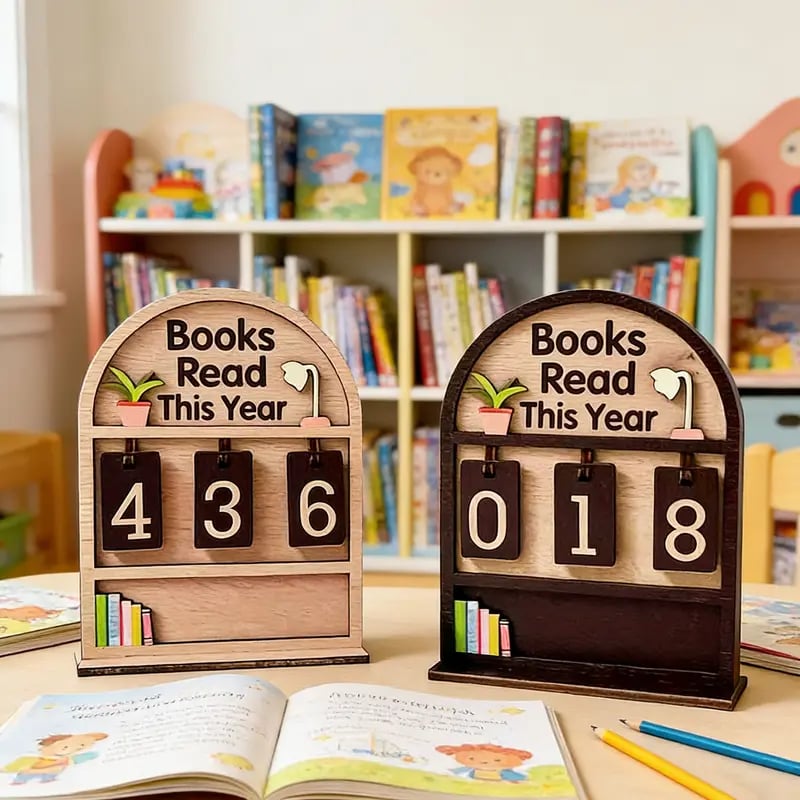 Wooden Annual Reading Count Display Piece