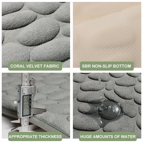 Cobblestone Embossed Bathroom Bath Mat - BUY 2 FREE SHIPPING