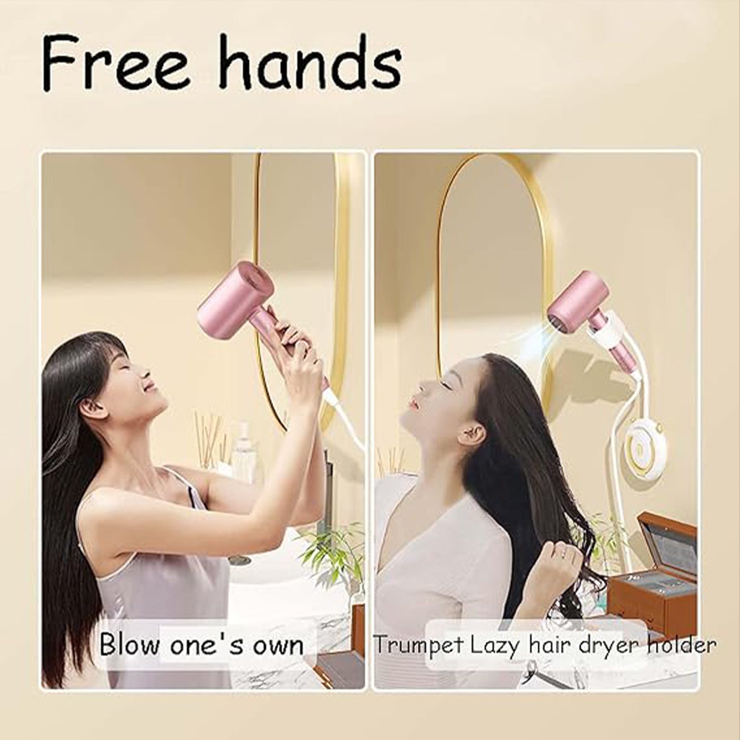 No Punching Bathroom Hair Dryer Holder