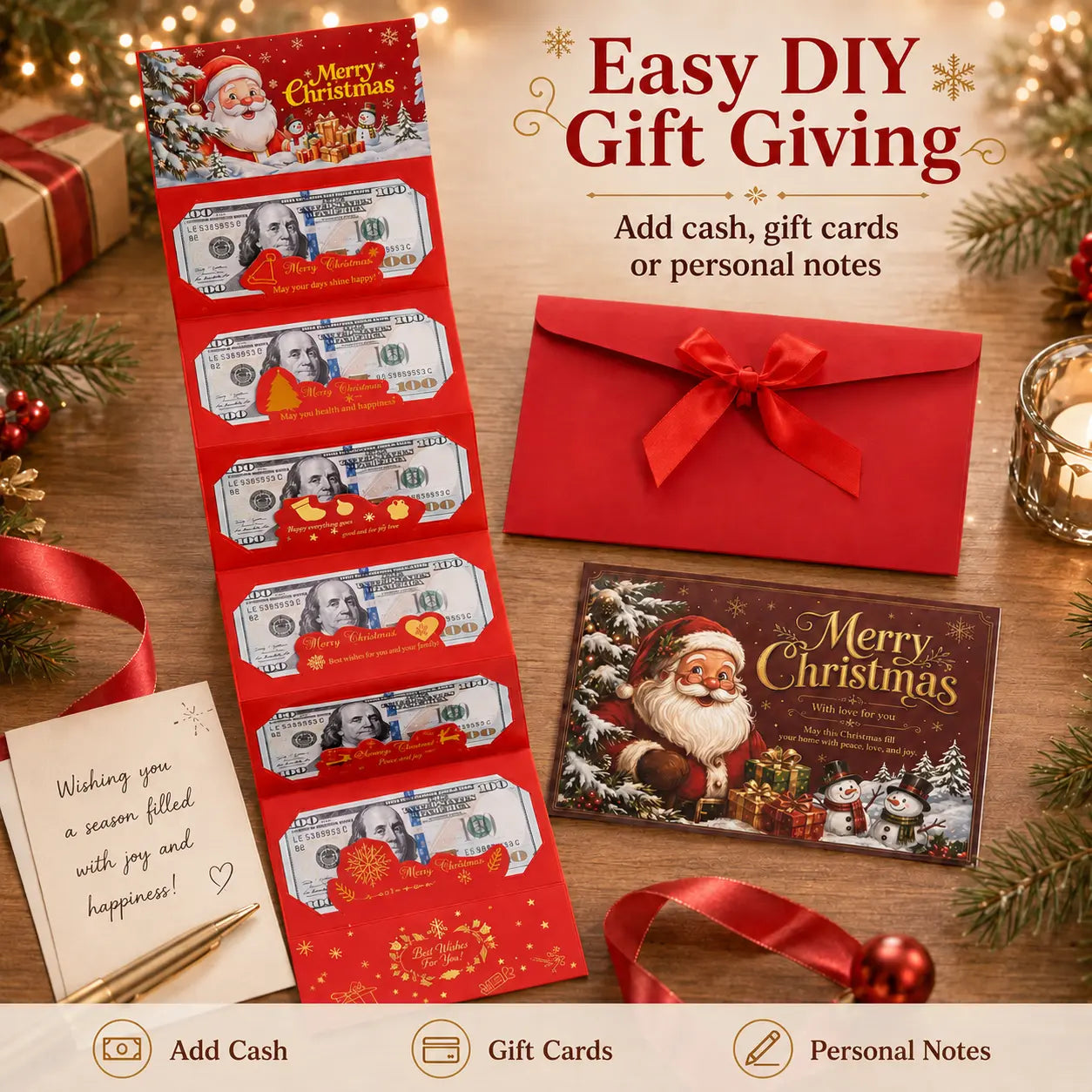 Christmas Money Envelope with 6 Slots 