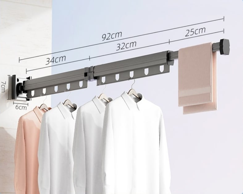  Suction Cup Wall Mount Folding Clothes Drying Rack
