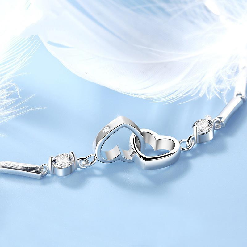 Sterling Silver Soul Sister Double-Heart Bracelet