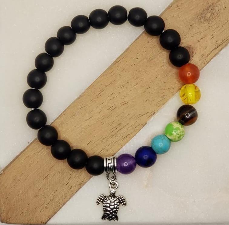 7 Genuine Chakra Healing Natural Stone Adjustable and Hematite Bead Bracelet